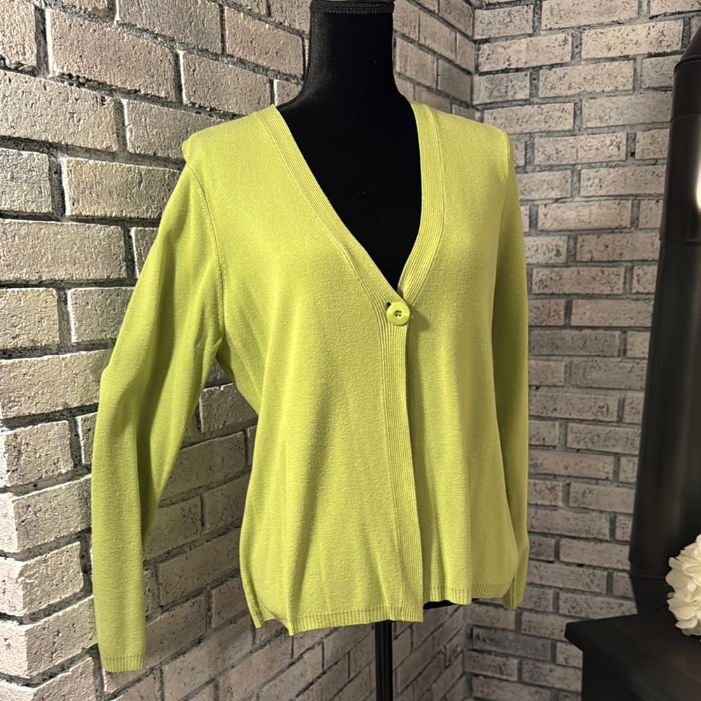 Charter Club Green Cardigan Sweater V-Neck Knit - Picture 4 of 6